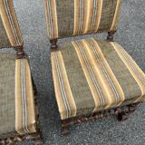 Paire de chaises anciennes style Louis XIII à pieds torsadés