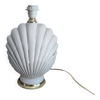 Ceramic and gold metal shell lamp base - vintage