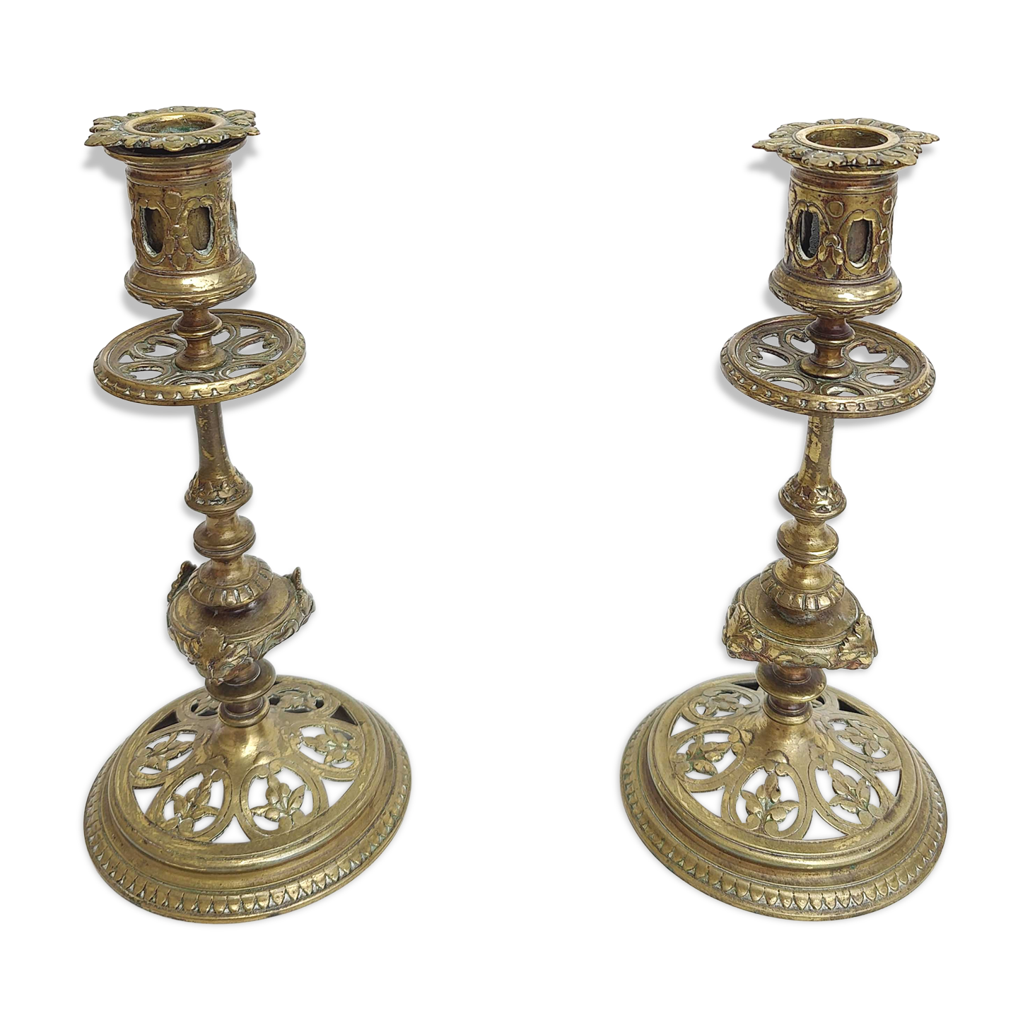 Pair of gilded bronze candle holders