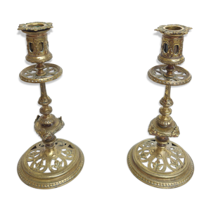 Paire de bougeoirs en