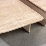 Pair of modernist in travertine 1970 lounge tables s