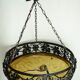 Art Deco wrought iron glass suspension Degué