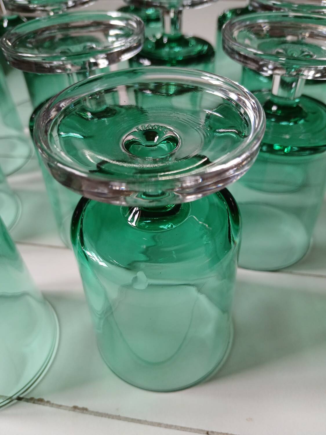 12 vintage stemmed glasses