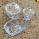 Lot consisting of 3 glassware, lavender blue, two jars with lids and a pocket emptier, vintage