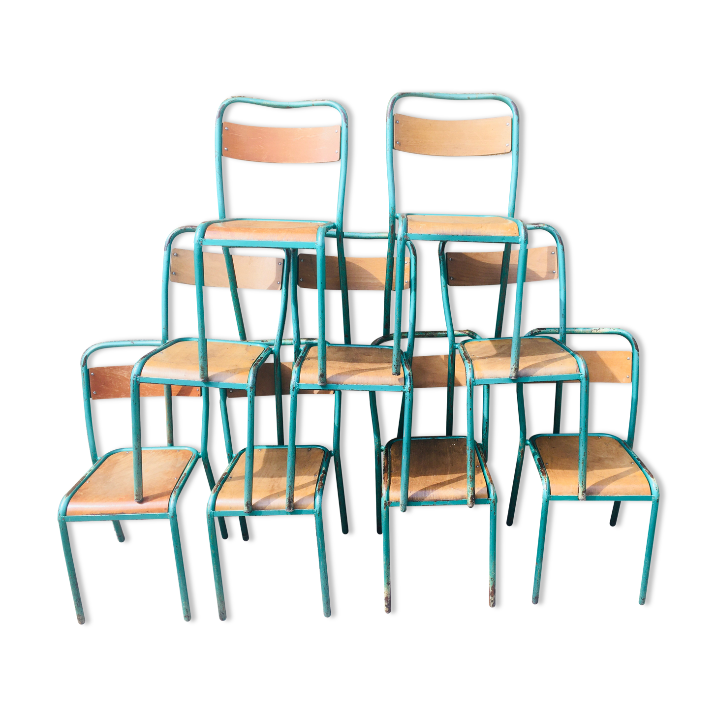 9 tolix school chairs