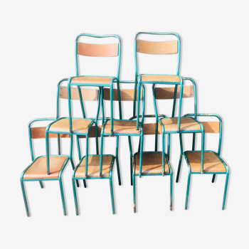 Set de 9 chaises d'école de Tolix