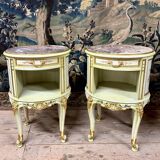 Pair of Italian lacquered wood bedside tables, early 20th century. Louis XV style