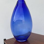 Grand vase verre soufflé bleue cobalt vintage
