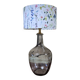 Table lamp, bedside lamp, smoked glass base and cylindrical lampshade
