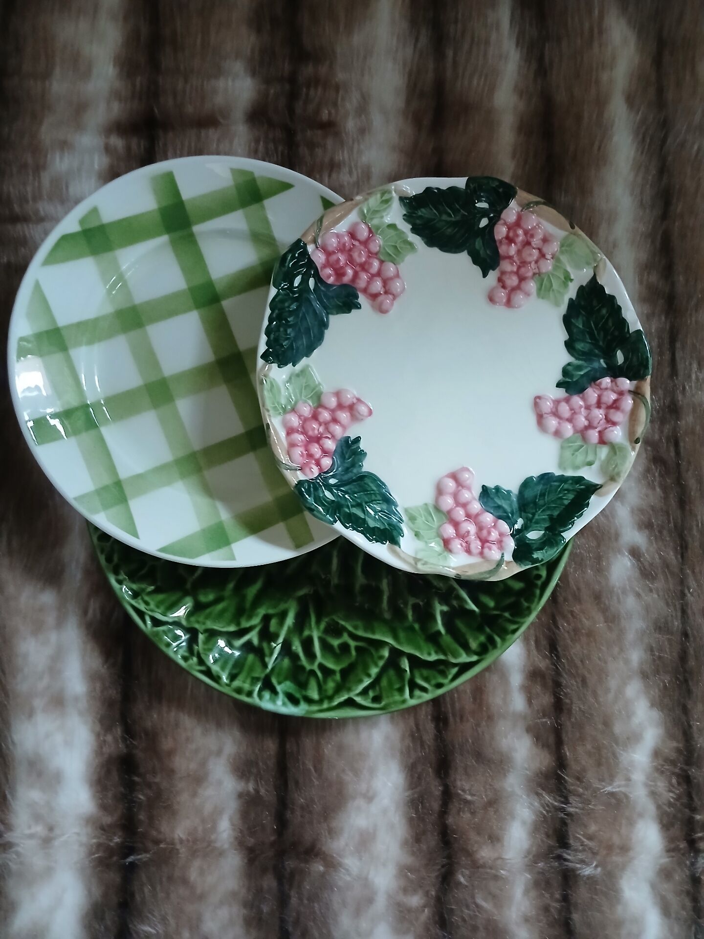 3 mismatched vintage dinner plates