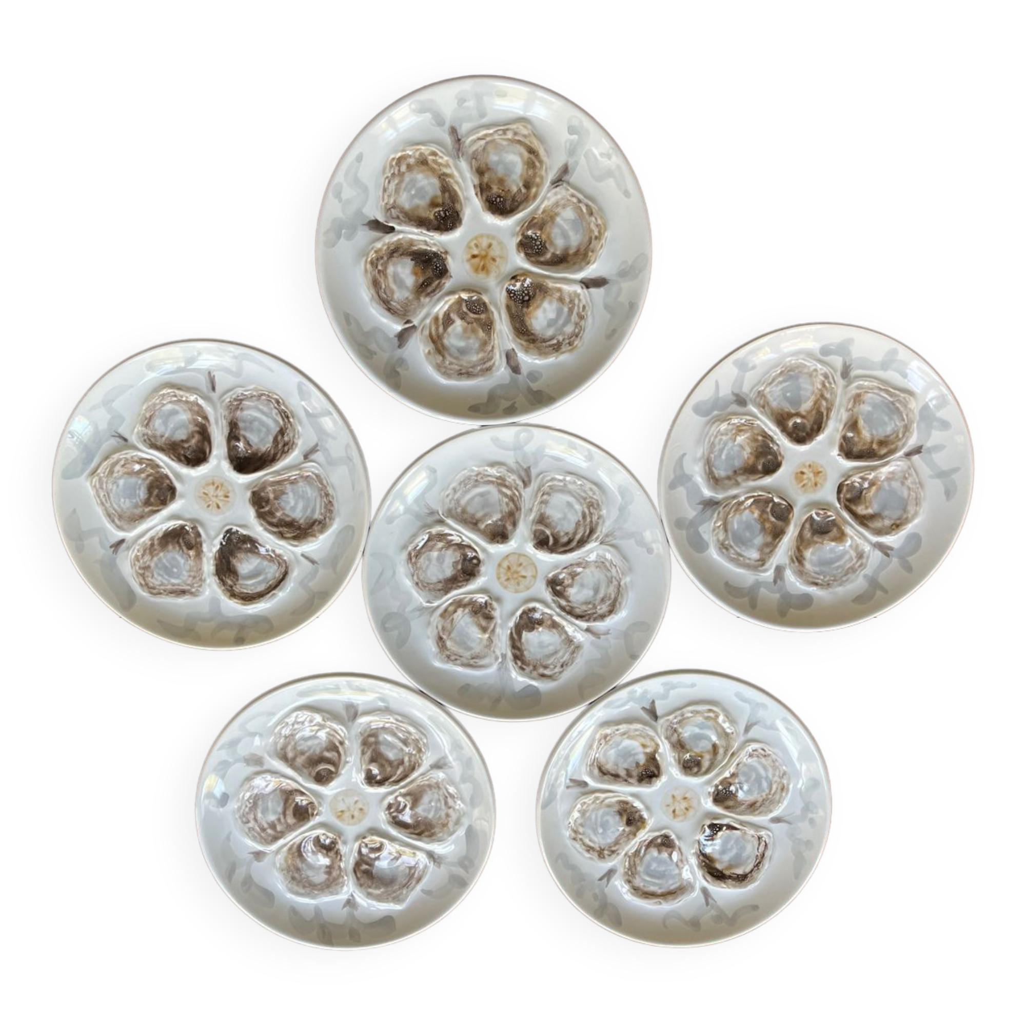 6 Saint Amand oyster plates