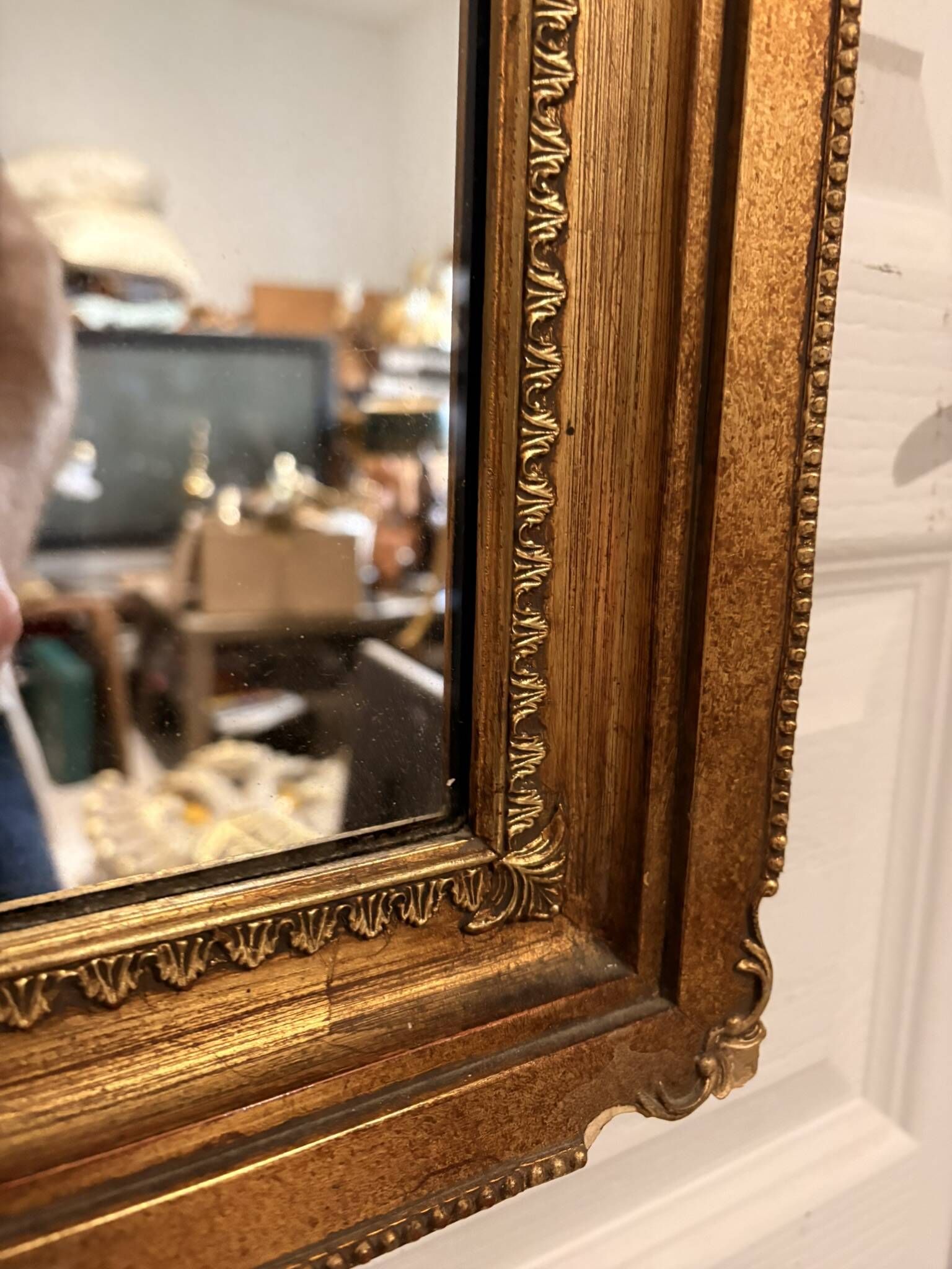 Antique Rectangular Wall Mirror Gold Wood Louis XV XVI Moulding 100x40cm