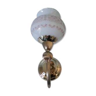 Wall lamp brass and opalescent
