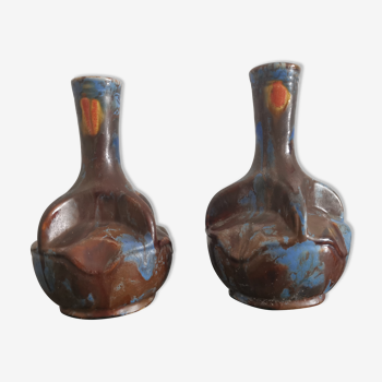 Paire de vases en grés émaillé