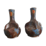 Pair of vases in enamelled sandstone