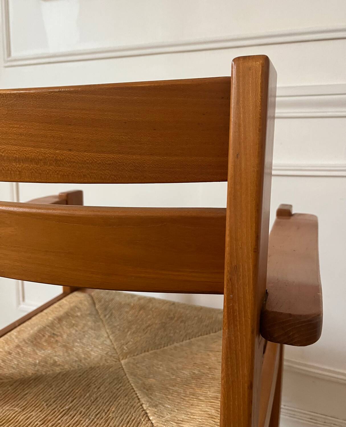 Armchair in elm and straw Maison Regain
