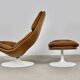 Swivel armchair and footrest FS588 by Geoffrey Harcourt for Artifort