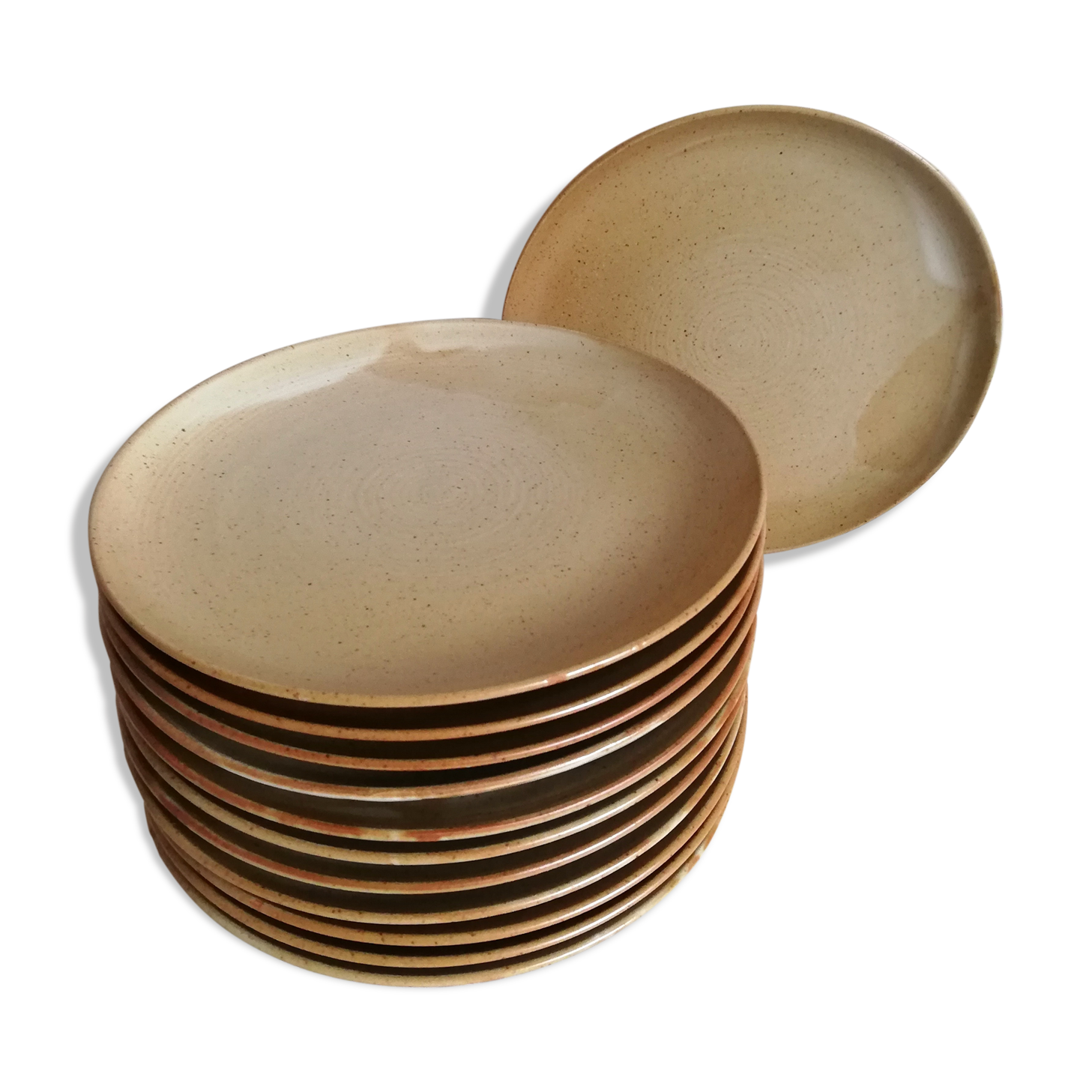 Service 12 assiettes plates grès Village NCF France