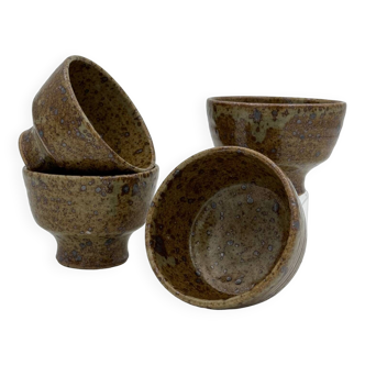 4 vintage Gustave Tiffoche stoneware cups
