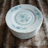 12 antique dessert plates in Chauvigny porcelain