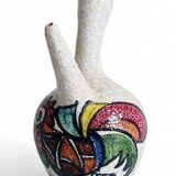 Vintage Spanish Ceramic Porrón, Hand-Painted Rooster, 1960s