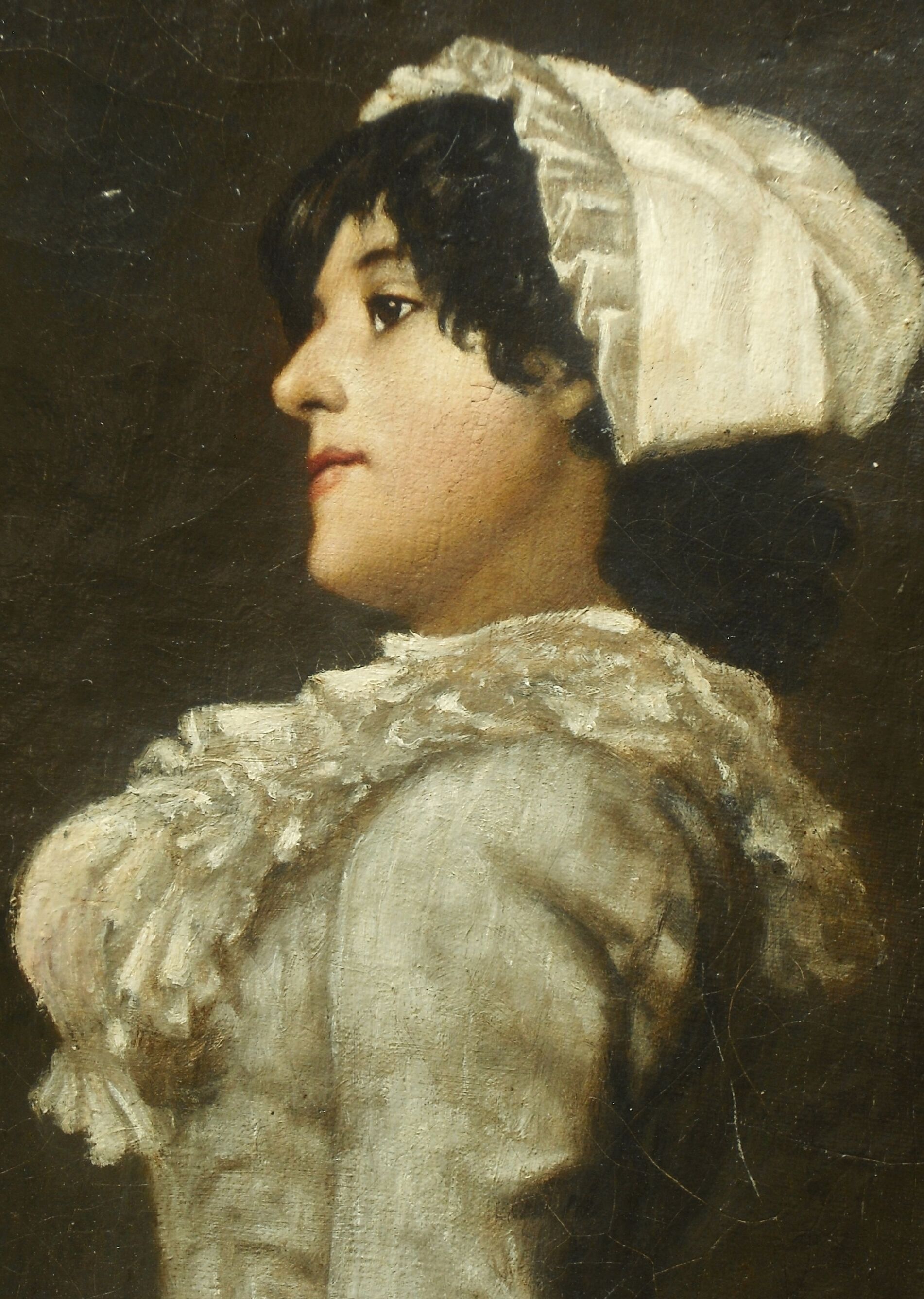 Profil d'une Elègante 1884 signé daté Hst