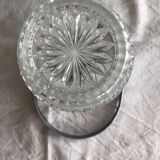Seau à glace en verre taillé et acier chromé vintage