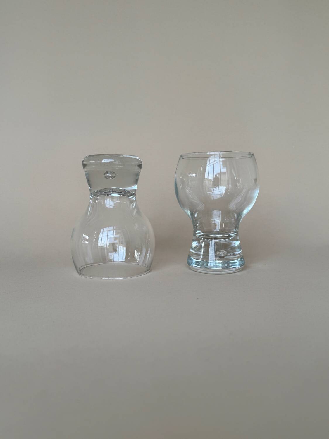 Vintage Set Of 2 Modernist Glass by Goran Warff for Kosta Boda