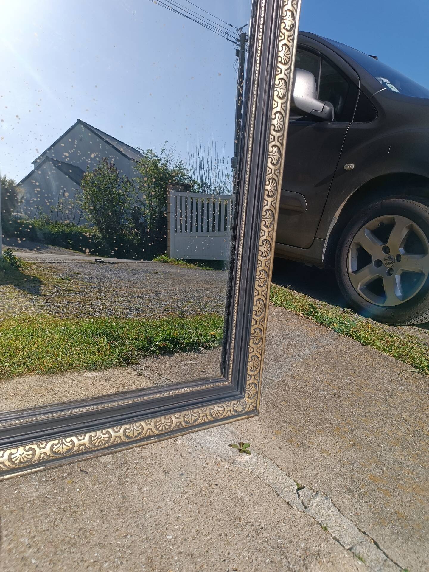 Antique mirror with pediment 168/88 cm