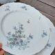 Lot of 4 flat plates, blue flowers model Gabrielle Porcelaine Limoges Bernardaud e