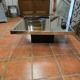 Chrome coffee table with smoked mirror top