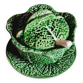 Small soup tureen in cabbage barbotine