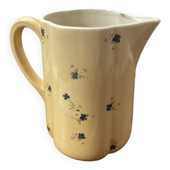 Earthenware flowery decor pitcher