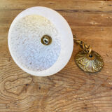 Suspension Art déco en verre de Clichy blanc