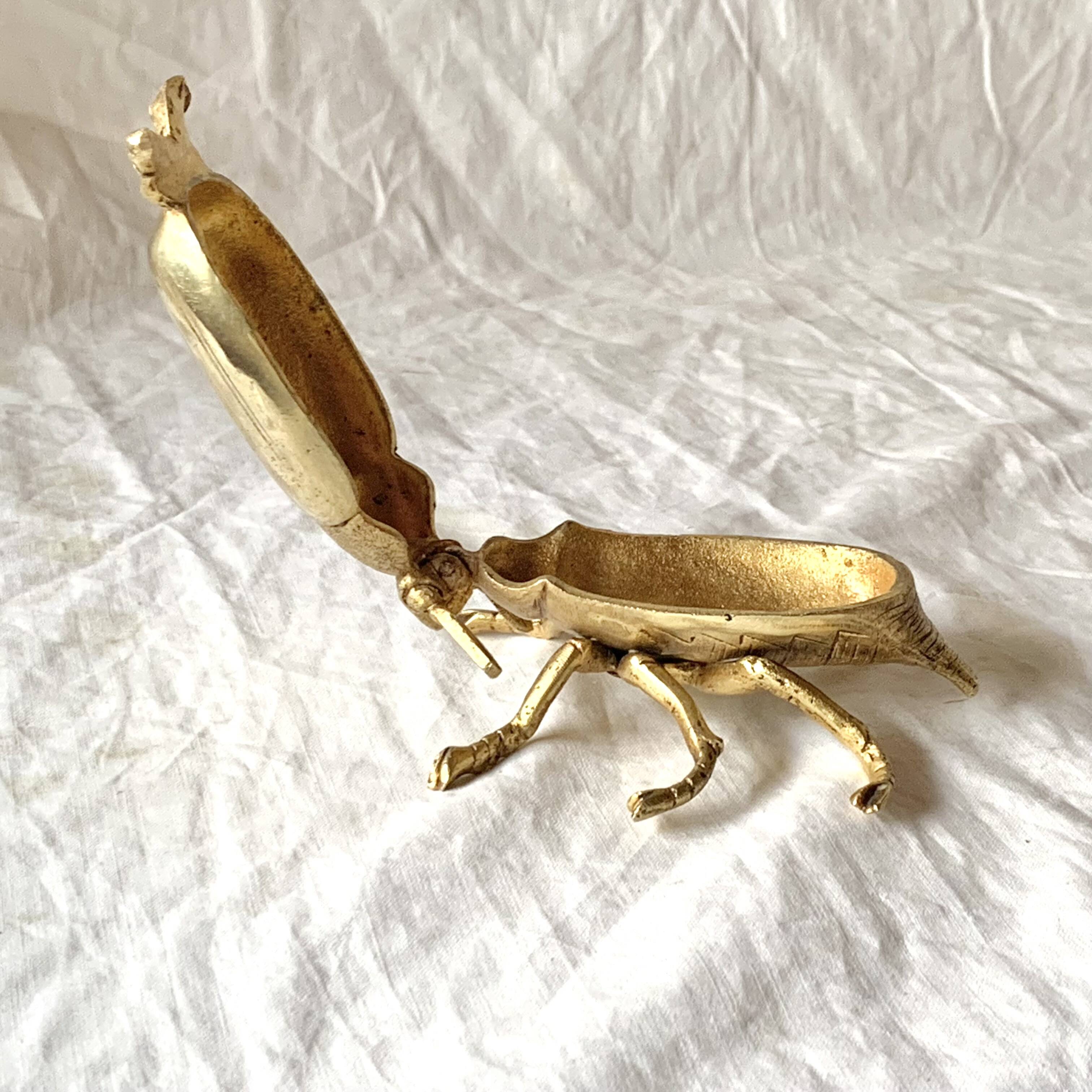 Vintage golden brass scarab