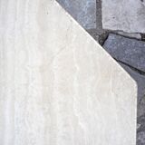 Octagonal travertine coffee table