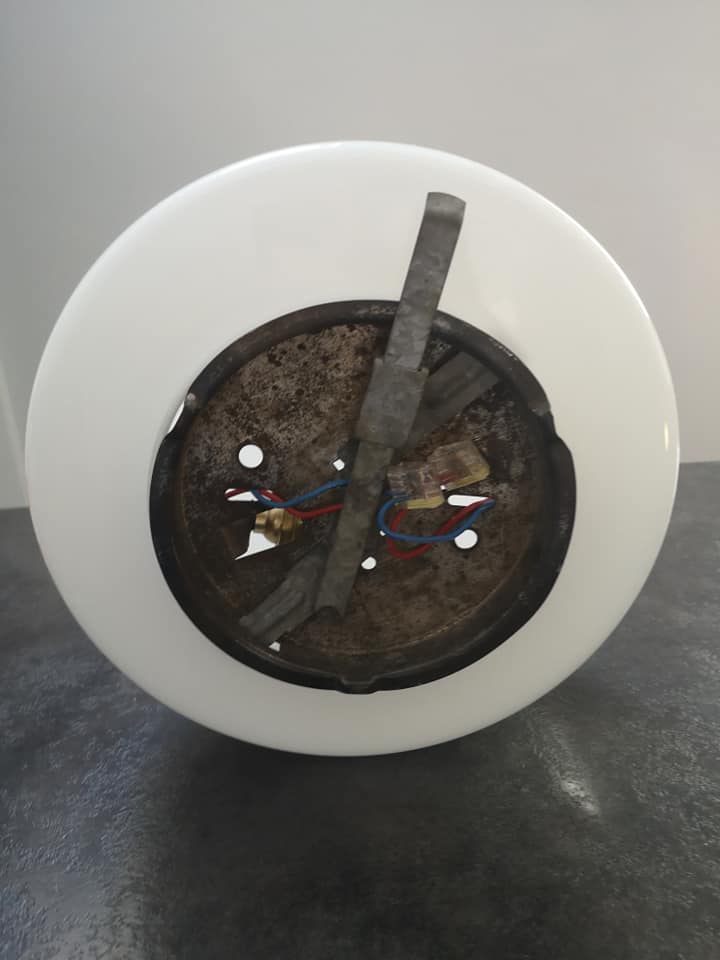 Ceiling lamp old round globe opaline white industrial Art Deco ø 27.5 cm 2
