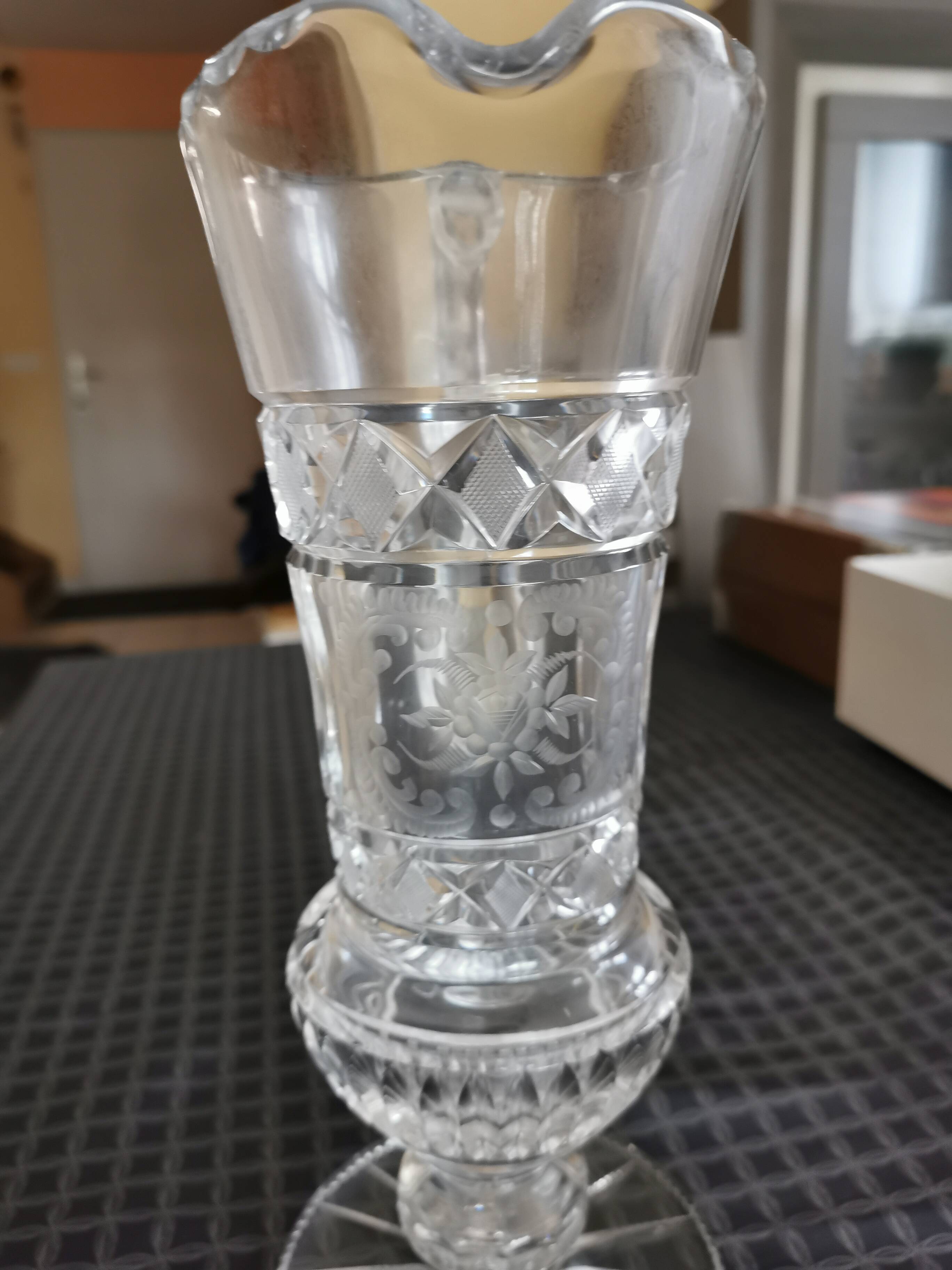 Crystal pitcher. Crystal jug.