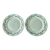 2 Badonviller flat plates, green champagne model