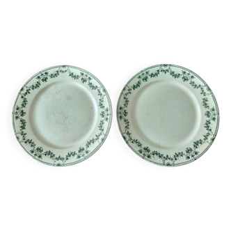 2 Badonviller flat plates, green champagne model