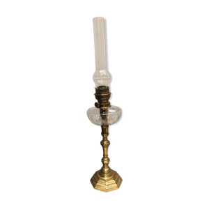 Lampe pétrole verre et laiton