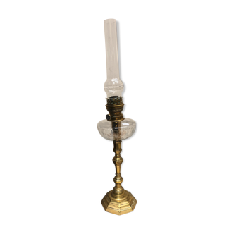 Kerosene lamp glass and brass 19 eme
