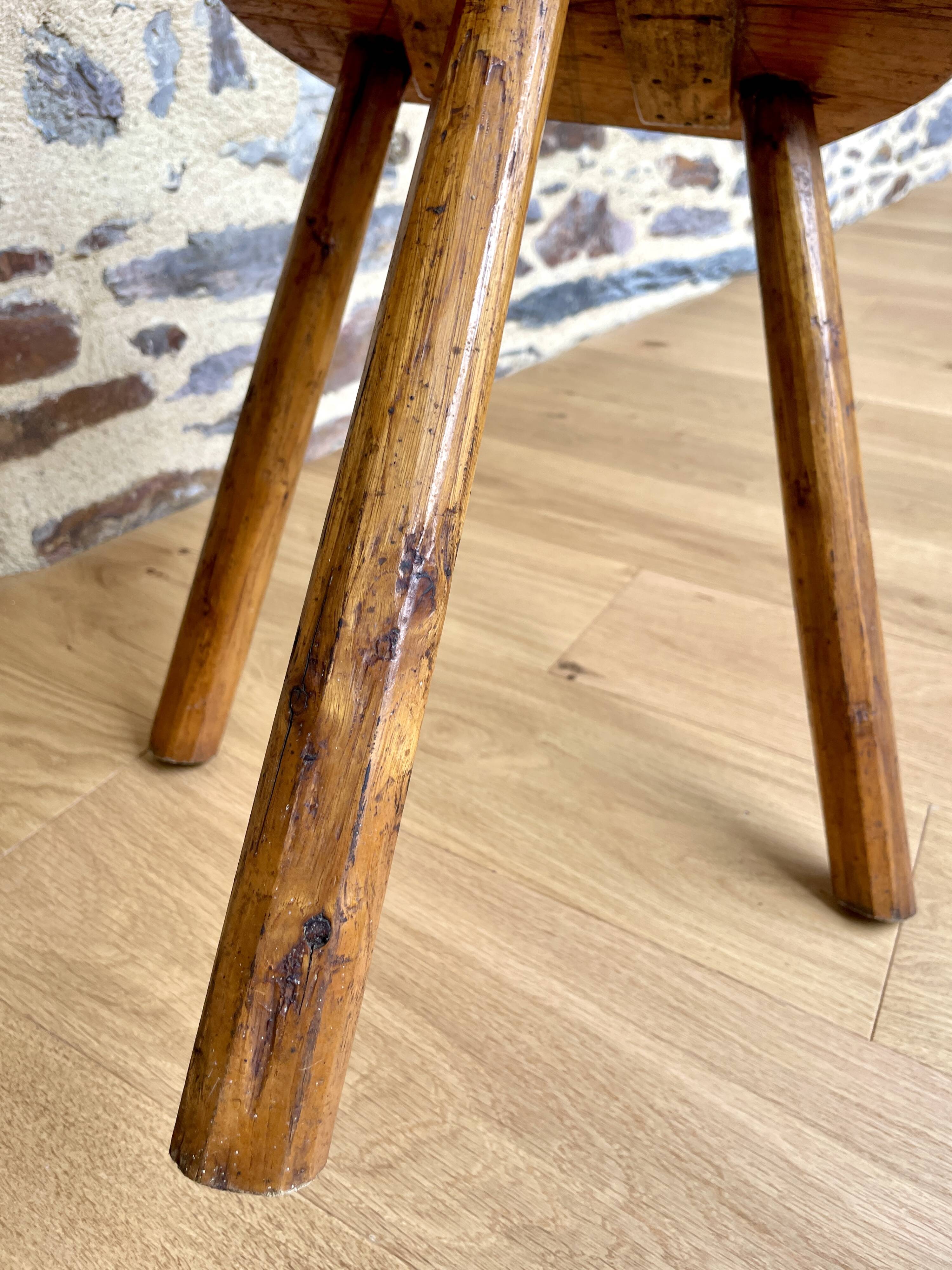 Old wooden farm stool