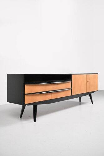 Buffet noir et marron des années 1950, style mid-century