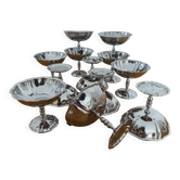 Set of 12 stainless steel bowls from the 1970s.