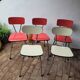 5 Red and Pale Green Formica Chairs – Vintage Retro