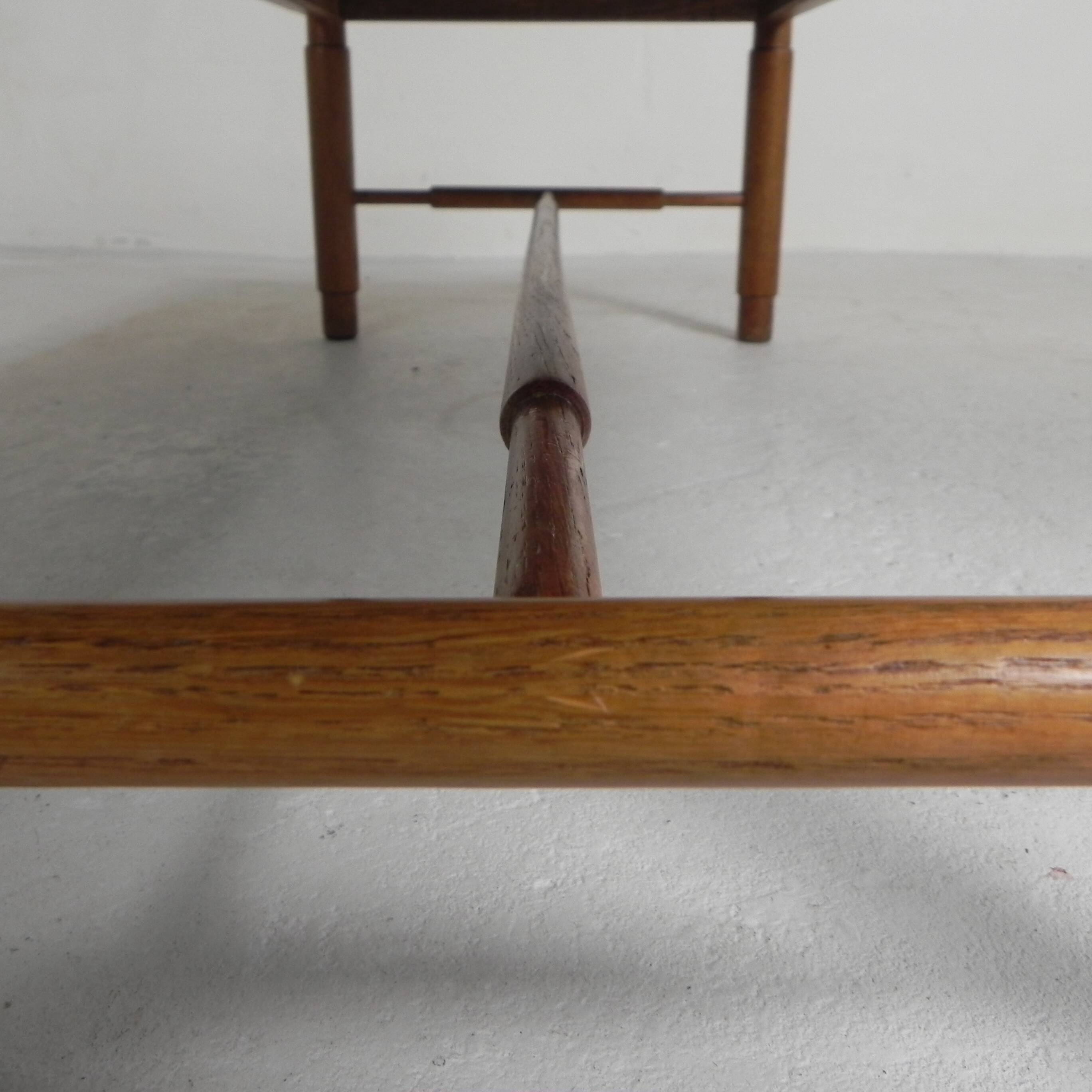 Vintage oak coffee table with a slate top in an oak frame, 1960s.