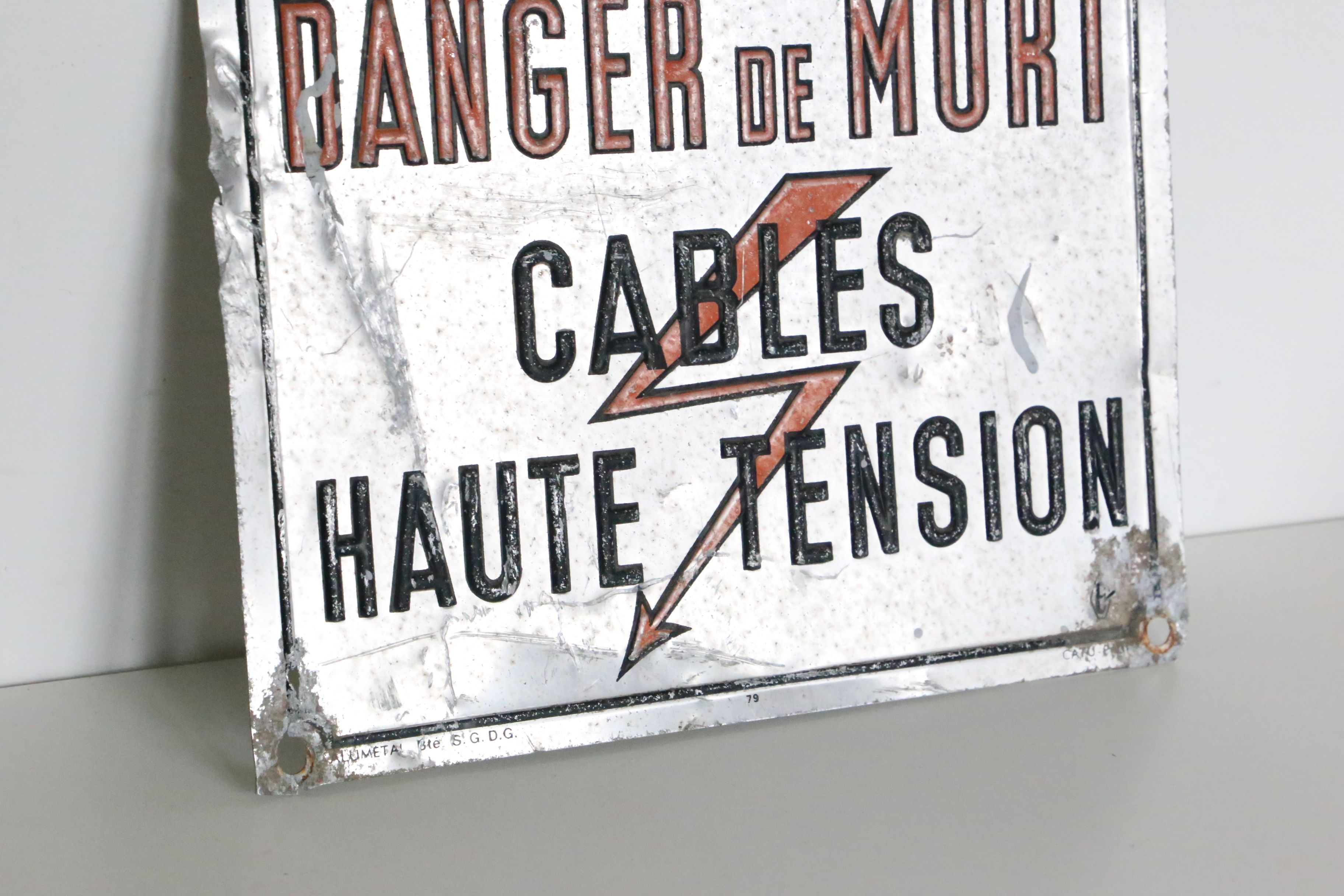 Plaque industrielle d'avertissement Danger de Mort, usine, loft, vintage