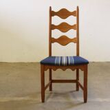Vintage 1960s Danish Brutalist Oak High Back Chairs style of Henning Kjærnulf