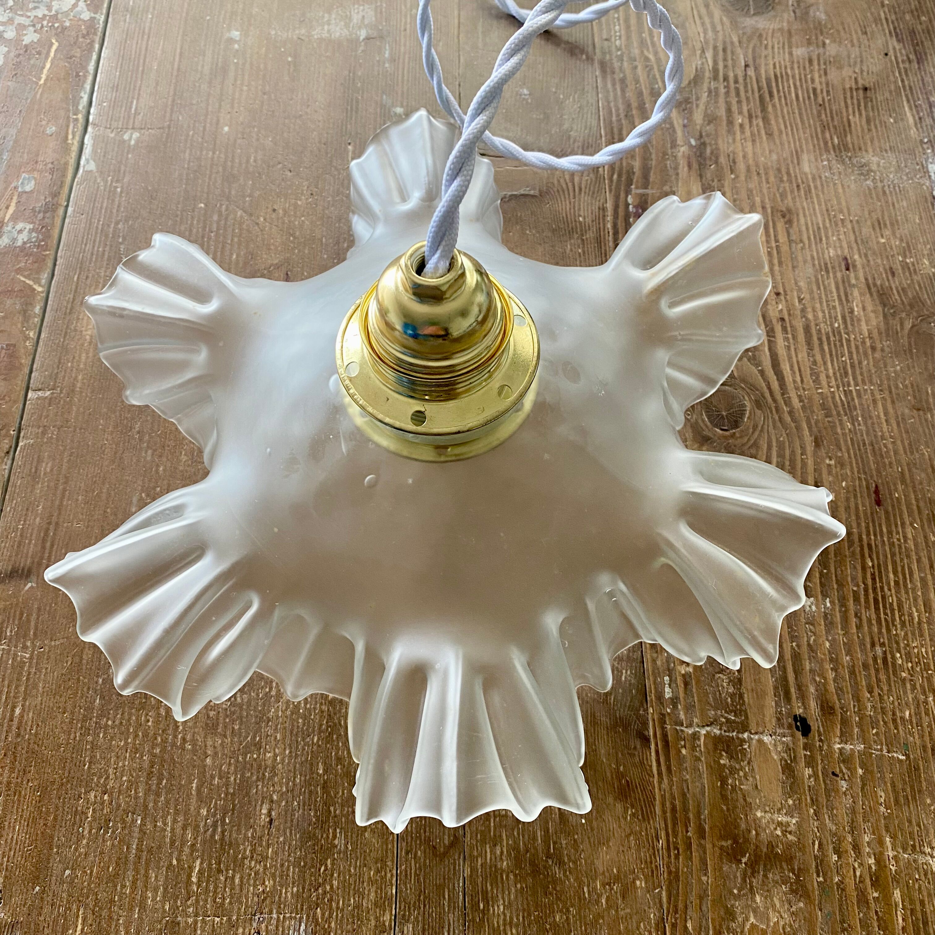 Suspension lamp opaline flower